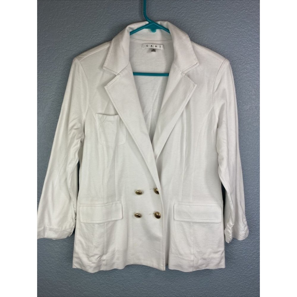 CAbi Medium White 100 Cotton Blazer Jacket Top